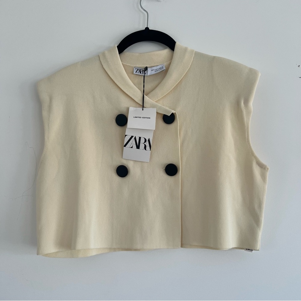 NWT Zara Limited Edition Cream Sleeveless Knit Top Womens S
